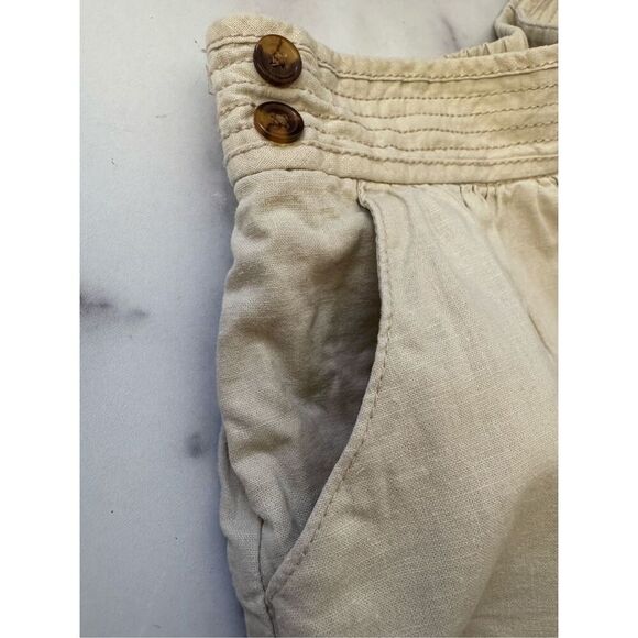 Janie & Jack girls size 6 year red high waisted linen shorts cotton khaki vintag - Picture 5 of 5